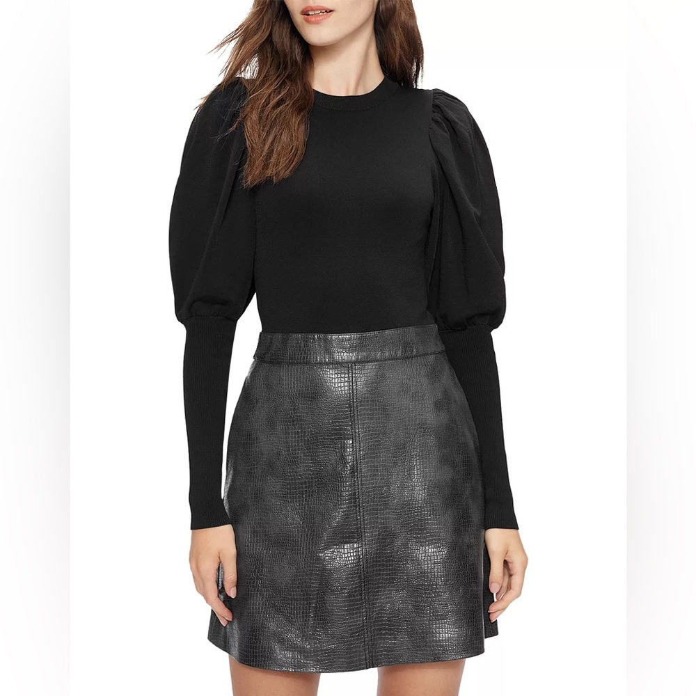 Ted Baker size 3
VIENN Knit Bodice Faux Leather Skirt Mini Dress